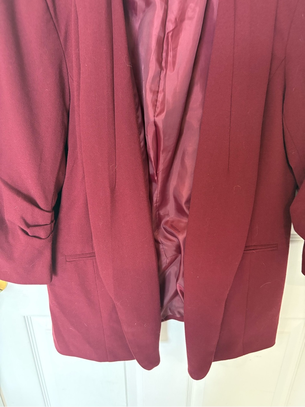 Apt. 9 Open Front Ruched Sleeve Blazer - Burgundy - Picture 5 of 6
